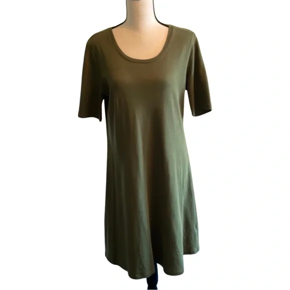 Isaac Mizrahi | Dresses | Isaac Mizrahi Olive Green Short Sleeve Tee Shirt  Dress Size Small | Poshmark
